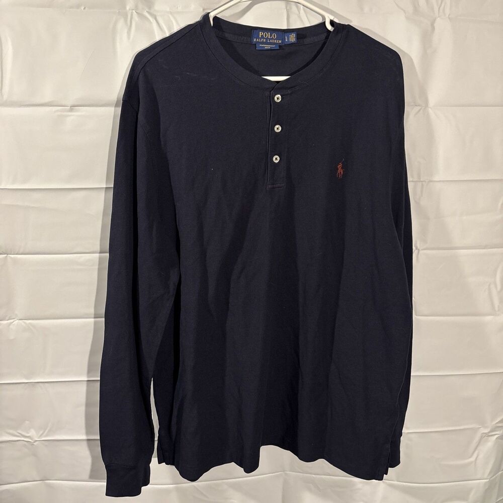 Polo Ralph Lauren Featherweight Mesh Long Sleeve Shirt Men’s Large Navy Blue